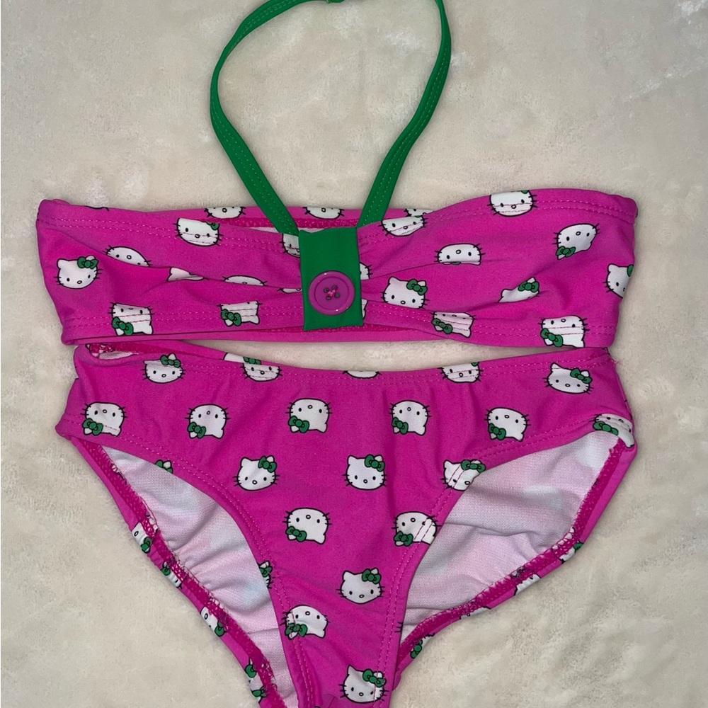 Girls Hello Kitty Hot Pink 2-Piece Bikini Set